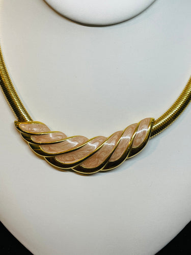 Napier Pink Enamel Gold Omega Necklace